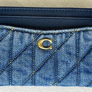 Coach Indigo Denim Essential Card Case Holder Wallet Quilted NEW